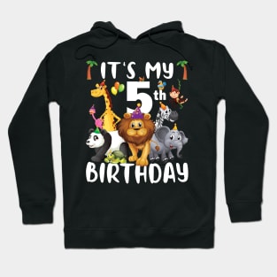 Its My 5th Birthday Safari Jungle Zoo Lovers Birthday Party Hoodie